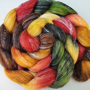 Merino/silk/bamboo roving, top hand painted/hand dyed  4 oz, fiber for spinning, felting, nuno felting, needle felting - sale