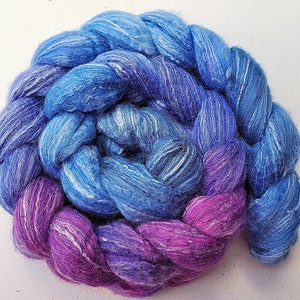 Merino/silk/bamboo top hand painted dyed  4 oz, fiber for spinning, felting