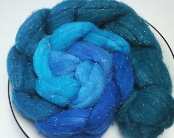 SW merino/stellina top hand painted dyed  4 oz, fiber for spinning