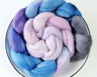 SW merino/stellina top gradient hand painted 4 oz, fiber for spinning
