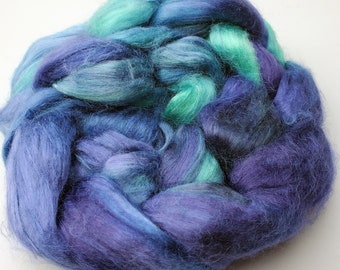 Bamboo roving, hand dyed/hand painted  2 oz, fiber for spinning, felting, nuno felting, needle felting