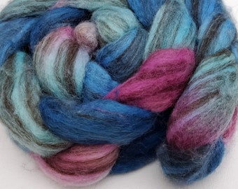 felting hand dyedhand painted 4 oz nuno felting BFL wool with silk rovingtop needle felting fiber for spinning