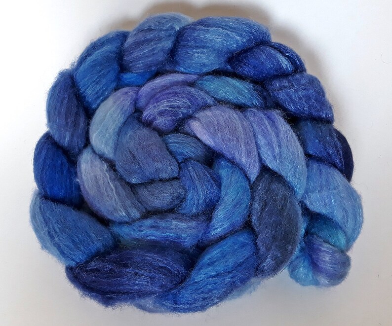 felting hand dyedhand painted 4 oz nuno felting BFL wool with silk rovingtop needle felting fiber for spinning