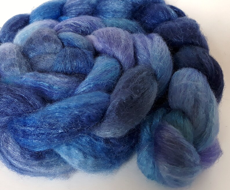 felting hand dyedhand painted 4 oz nuno felting BFL wool with silk rovingtop needle felting fiber for spinning
