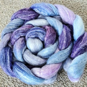 Merino/silk/bamboo top hand painted dyed  4 oz, fiber for spinning, felting