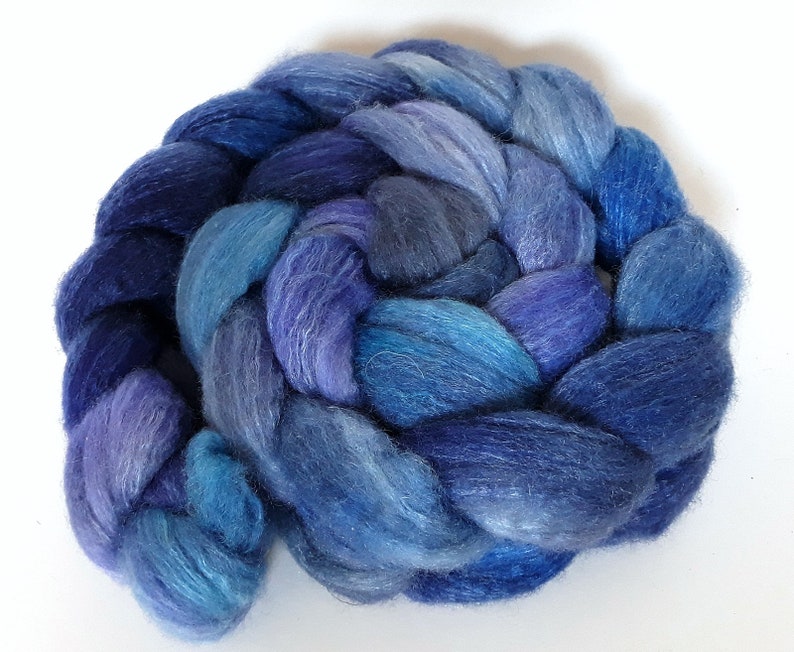felting hand dyedhand painted 4 oz nuno felting BFL wool with silk rovingtop needle felting fiber for spinning