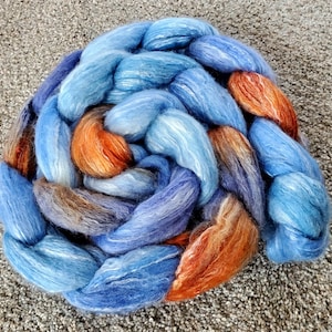 Merino/silk/bamboo top hand painted dyed  4 oz, fiber for spinning, felting