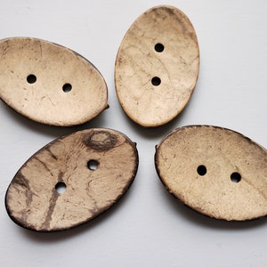 Large Oval Coconut Buttons: Natural Fiber Sewing Supplies (4 pcs)