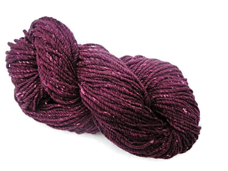 Hand dyed and hand spun two ply bulky yarn, 160 yards, for knitting or crocheting image 2