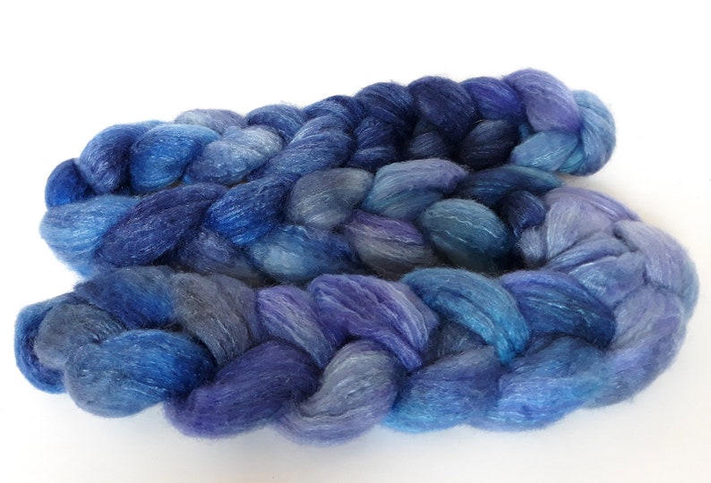 felting hand dyedhand painted 4 oz nuno felting BFL wool with silk rovingtop needle felting fiber for spinning