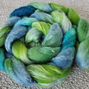 Merino/silk/bamboo top hand painted dyed  4 oz, fiber for spinning, felting