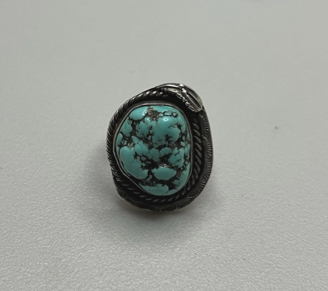 Vintage Navajo Sterling Silver & Turquoise Native American Ring - Etsy
