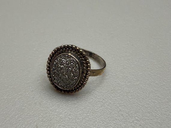 Solid Sterling Silver Dazzling Platinum Drusy Qua… - image 2