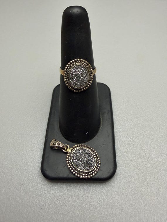 Solid Sterling Silver Dazzling Platinum Drusy Qua… - image 5