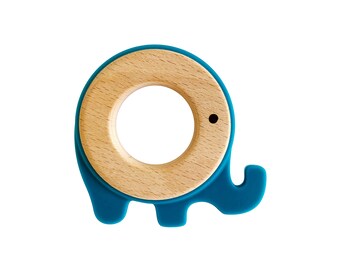 Elephant Teether | Silicone and Wood Teether | Teething Toy | Natural Teether | Baby Girl | Baby Boy | Baby Shower Gift | Baby Must Have