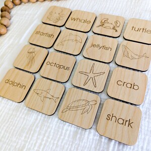 Wooden OCEAN Matching Game | Montessori Game | Home School Materials | Toddler Games | Learning Games for Kids | Sustainable Games