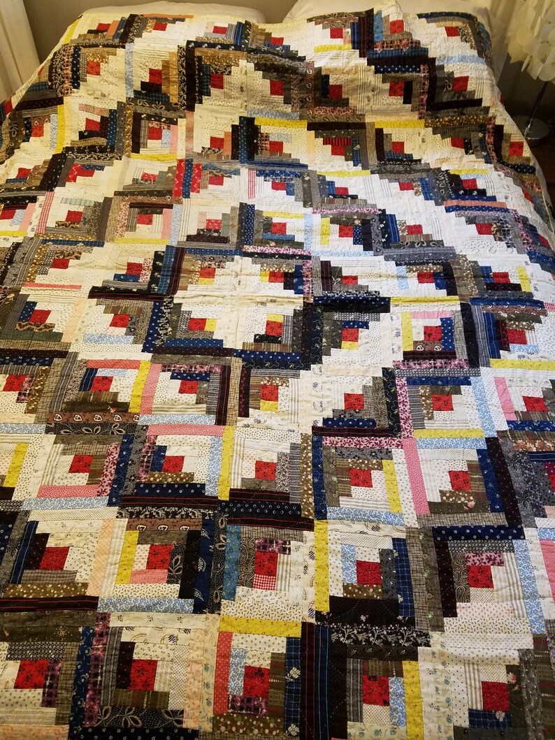 Sale Antique Log Cabin Quilt Barn Raising Farmhouse Rustic Etsy