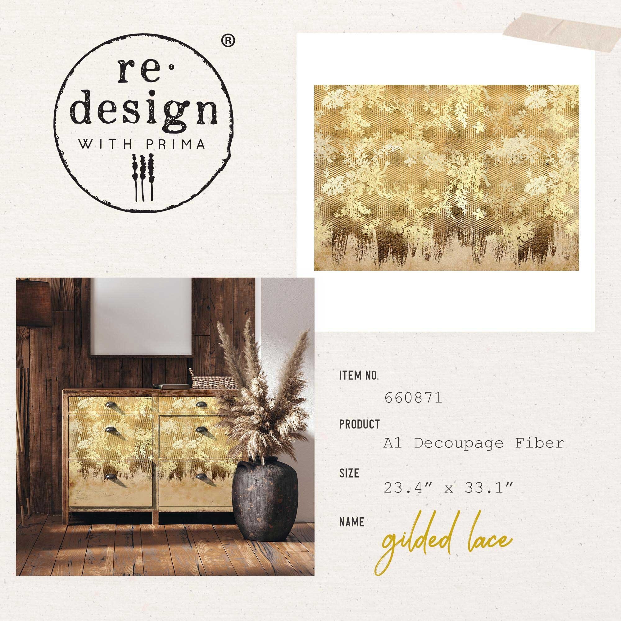 Gilded Lace Decoupage Fiber Sheet | Prima Re-design, 23.4x33.1 A1 - Etsy