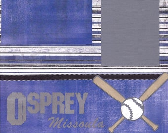 Missoula Baseball, 2 Page 12x12 Scrapbook Layout, Premade Scrapbook Layout, Ready to Assemble Layout