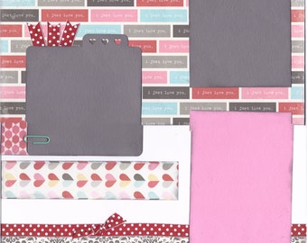 You + Me, 2 Page 12x12 Scrapbook Layout, Premade Scrapbook Layout, Ready to Assemble Layout