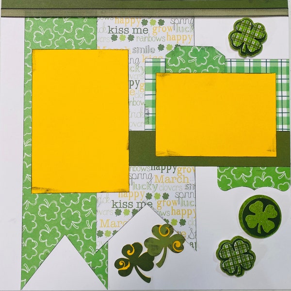 Lucky You, 2 Page 12x12 Scrapbook Layout, Premade Scrapbook Layout, Ready to Assemble Layout
