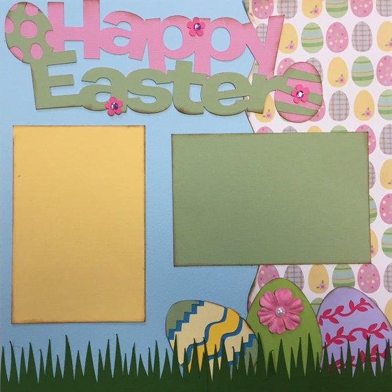 Happy Easter 2 Page 12x12 Scrapbook Layout Premade Scrapbook Etsy