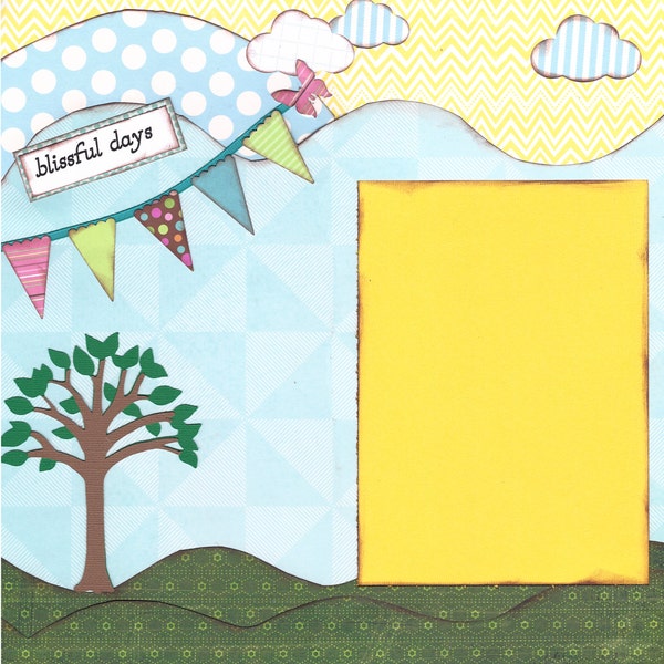 Blissful Days, 2 Page 12x12 Scrapbook Layout, Premade Scrapbook Layout, Ready to Assemble Layout