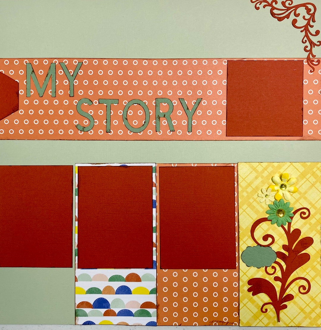 My Story, 2 Page 12x12 Scrapbook Layout, Premade Scrapbook Layout ...