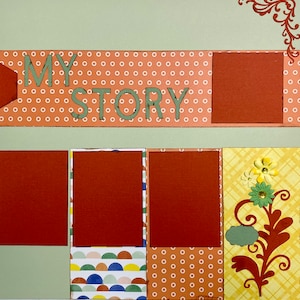 My Story, 2 Page 12x12 Scrapbook Layout, Premade Scrapbook Layout, Ready to Assemble Layout