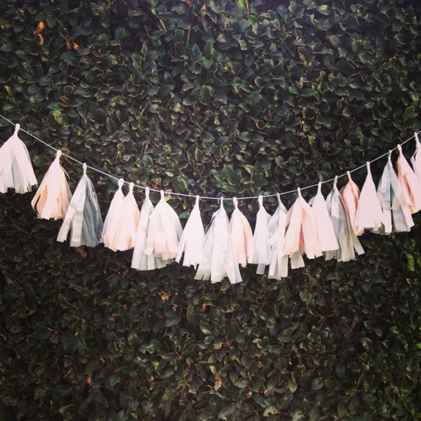 Silver Blush Tissue Paper Tassel Garland