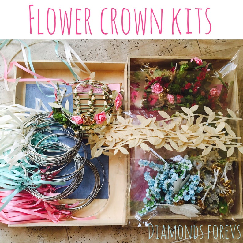 Flower crown kits 15 diy flower girl crown paper flower crown Etsy