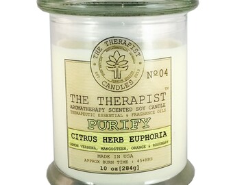 Citrus Herb Soy Candle: No.04 Euphoria Aromatherapy, 10oz Vegan Candle
