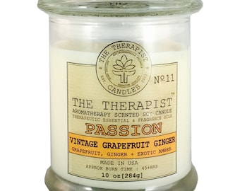 Grapefruit Ginger Soy Candle: Vintage Citrus Spice, Aromatherapy Vegan Candle