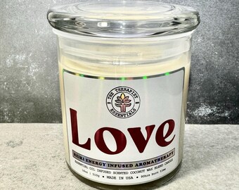 Love Manifestation Candle | Reiki Charged Soy Coconut Wax, Aromatherapy