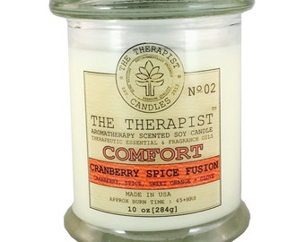Cranberry Spice Candle: Aromatherapy Soy Coconut Wax, 10oz