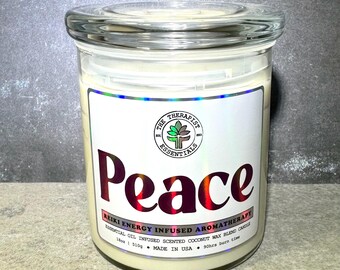 PEACE Aromatherapy Candle | Reiki Charged Soy Coconut Wax, Fig Tree Scent