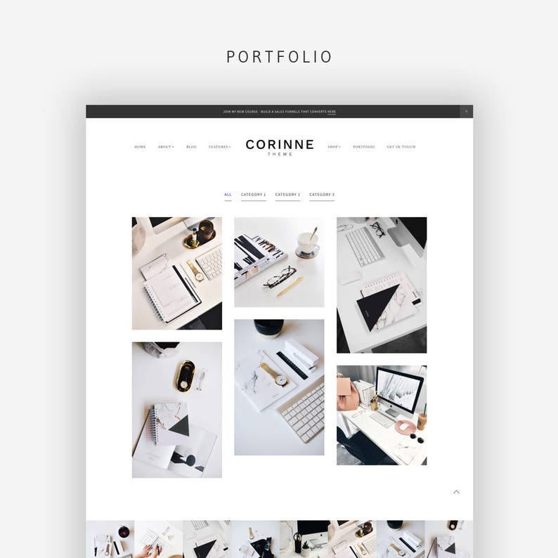 Portfolio Corinne Genesis Child Theme eCommerce Feminine Wordpress Theme for Female Entrepreneurs