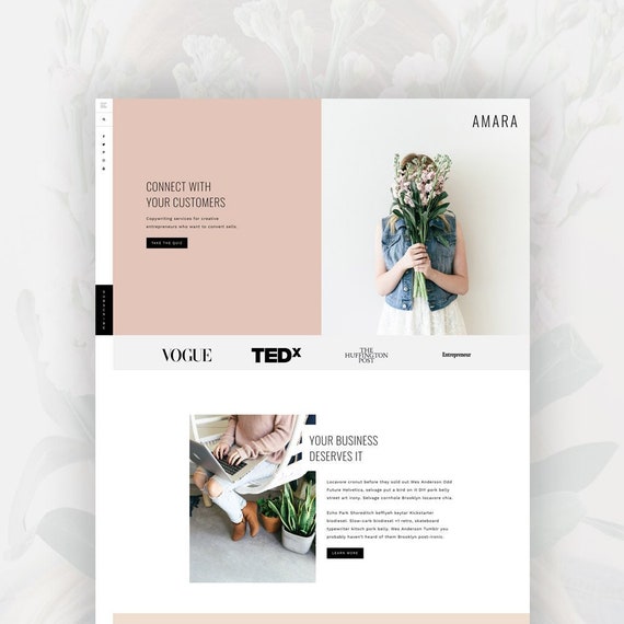 Feminine Wordpress Theme for Female Entrepreneurs | Genesis Child Theme | eCommerce | Portfolio Amara Feminine Wordpress Theme for Female Entrepreneurs | Genesis Child Theme | eCommerce | Portfolio Amara