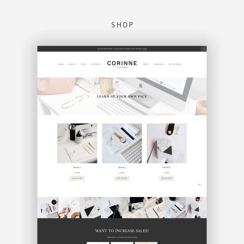 Portfolio Corinne Genesis Child Theme eCommerce Feminine Wordpress Theme for Female Entrepreneurs