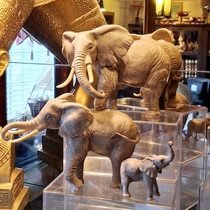 Vintage Lenox African Wilderness Collection Elephant Family Trio of Fine Porcelain Figurines 1994