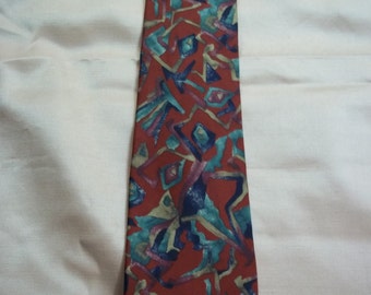 Vintage Red and Blue Silk Neck Tie by Stafford