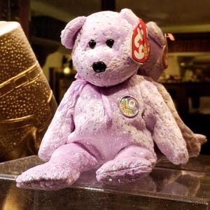 Vintage Ty Beanie Baby Decade the Purple Teddy Bear