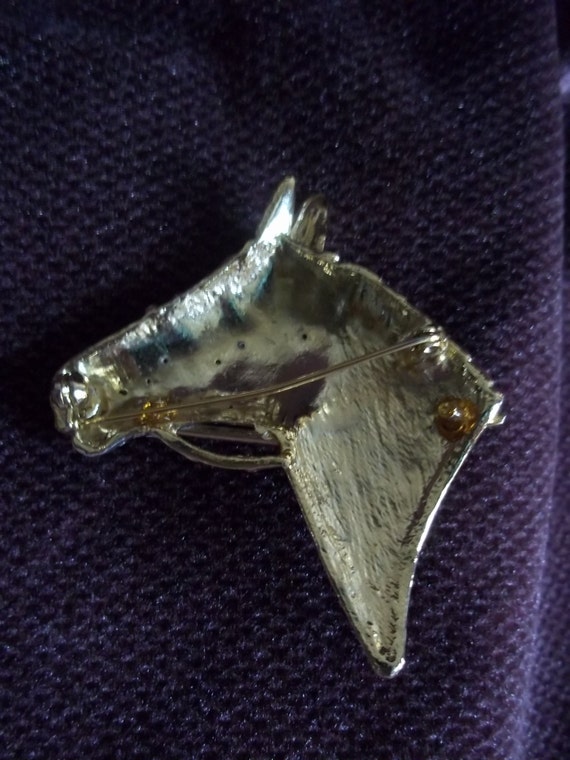 Horse Head Pin in Gold Tone and Rhinestones - image 2