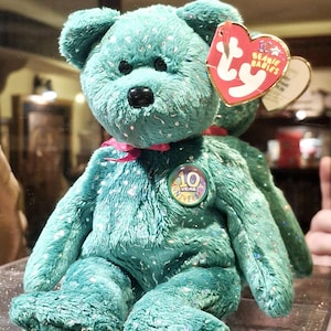 Vintage Ty Beanie Baby Decade der grüne Teddybär