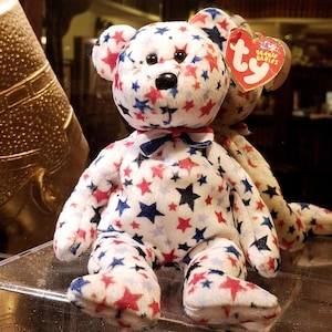 Vintage Ty Beanie Baby Red White & Blue the July 4th Teddy Bear