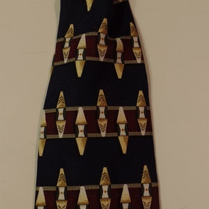CR Navy, Cream and Burgundy Silk Necktie