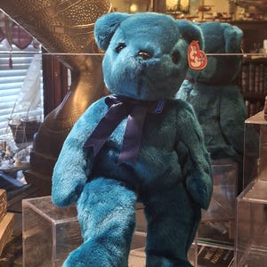 Vintage Ty Beanie Buddy Teal Teddy the Plush Bear