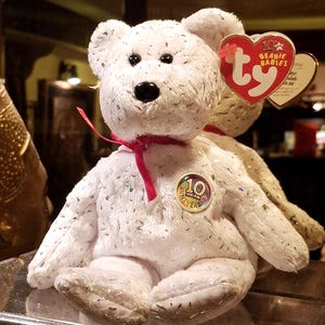 Vintage Ty Beanie Baby Decade der weiße Teddybär