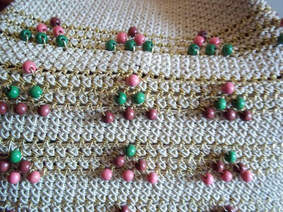 1940's Beaded Crochet String Draw Purse View 3