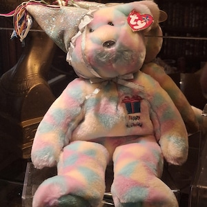 Vintage Ty Beanie Buddy Happy Birthday Buddy der Plüsch Teddybär